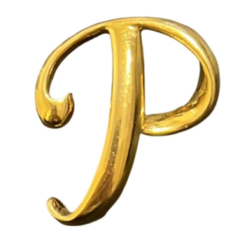 Vintage Y2K 90s Ann Klein Gold Plated P Initial Brooch